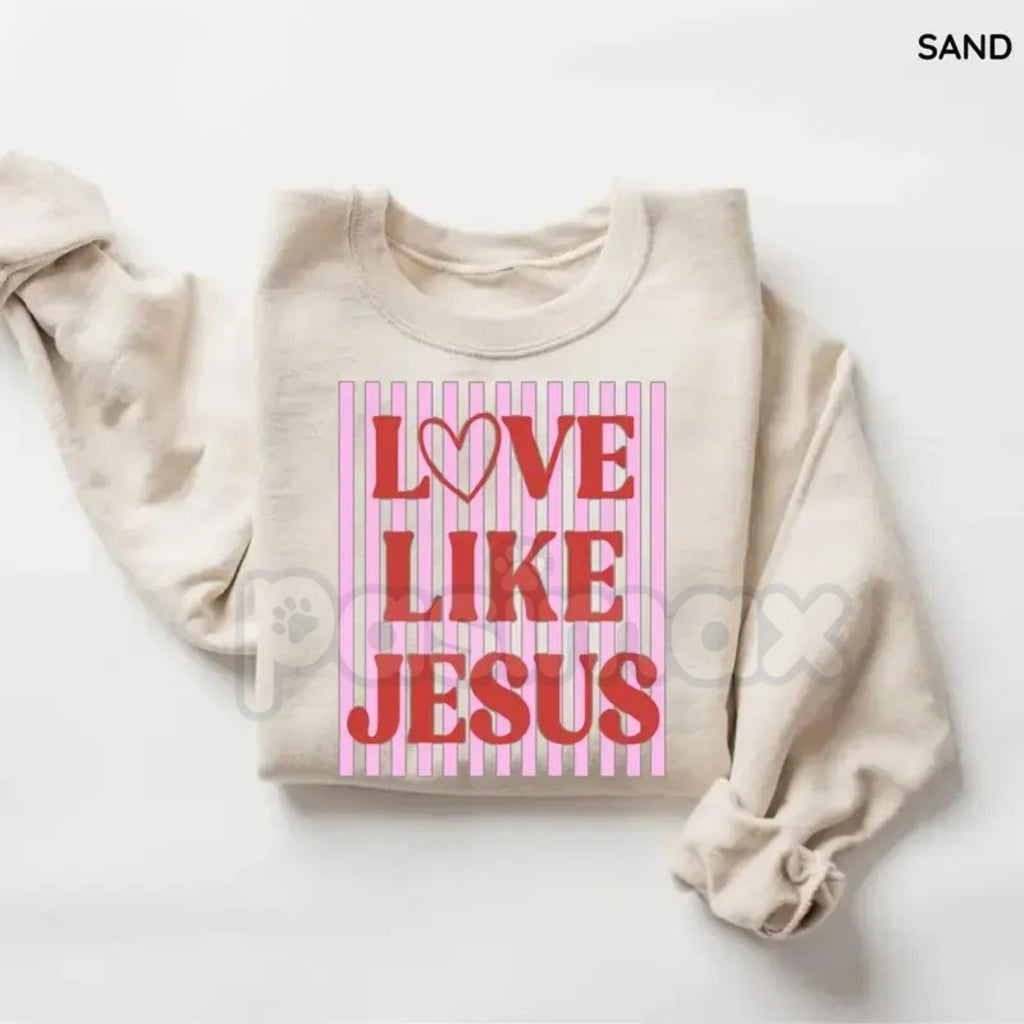 Love Like Jesus Sweatshirt | Trendy Preppy Pink & Red Valentine Shirt | Christian Valentine's Day Crewneck | Jesus Love Graphic Jumper | Retro Faith-Based Pullover | Aesthetic Gospel Heart Shirt