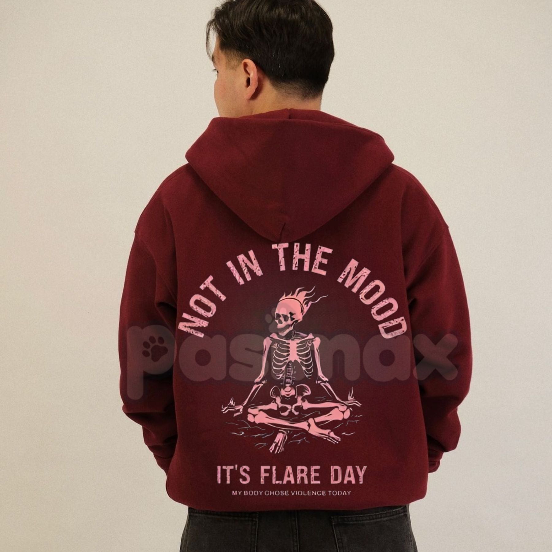 "Not In The Mood, It’s Flare Day" Hoodie – Chronic Illness & Spoonie Slogan Pullover, Invisible Illness Awareness, Cozy Disability Streetwear