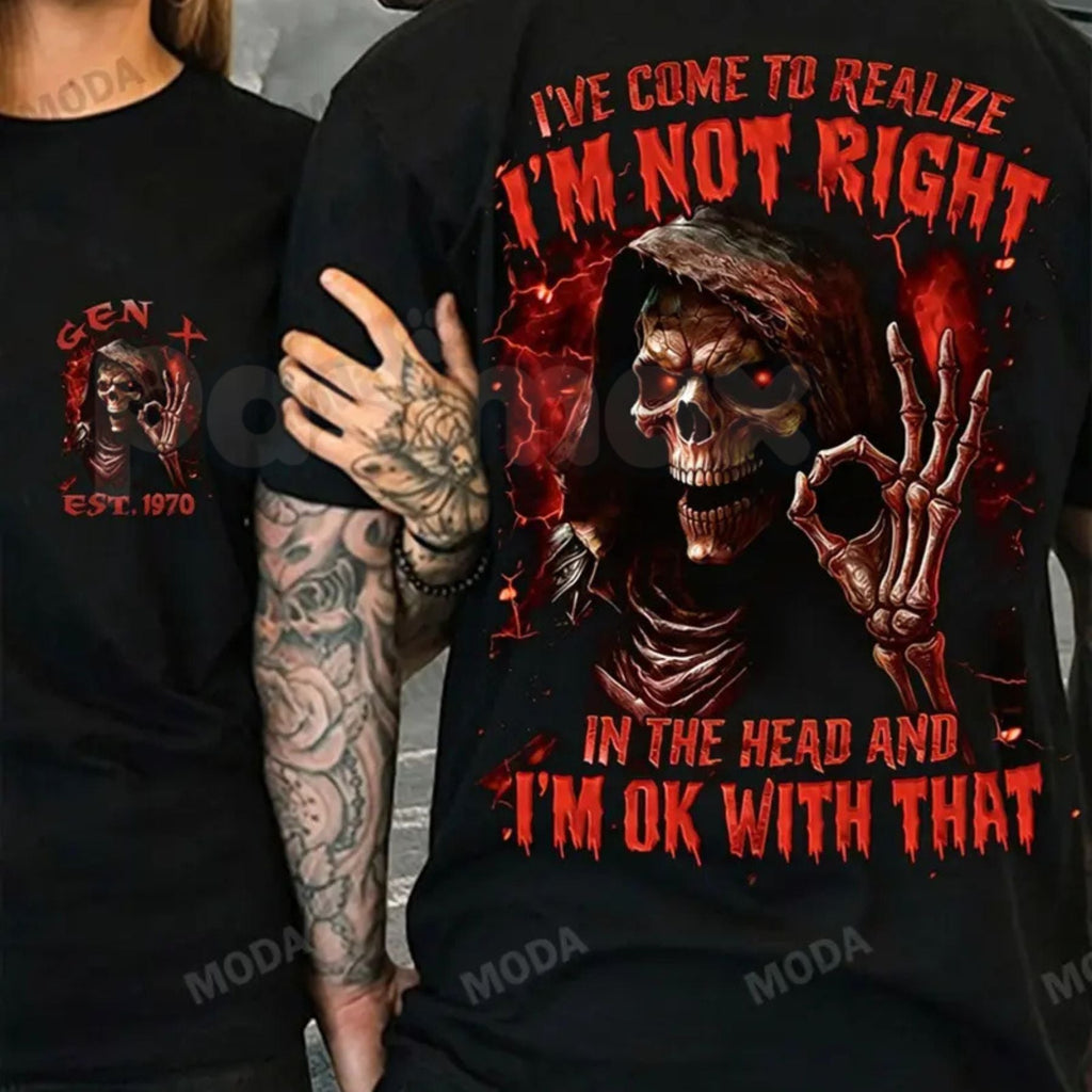 Chaosmoda Generation X Skull Graphic T-Shirt – Funny Vintage Retro Streetwear Tee