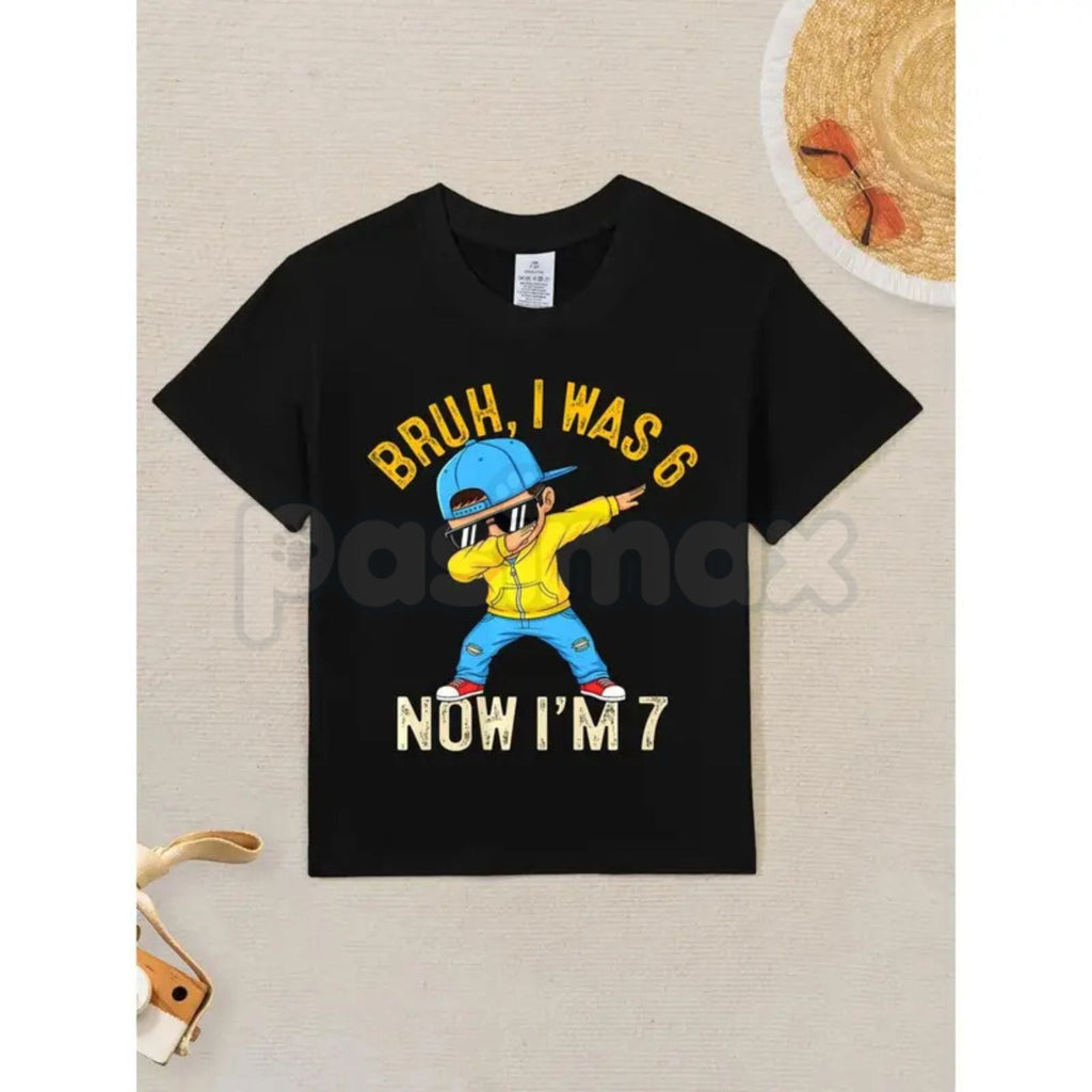"Bruh I Was 6 Now I'm 7" Birthday T-Shirt – Funny Kid's Dabbing Graphic Tee