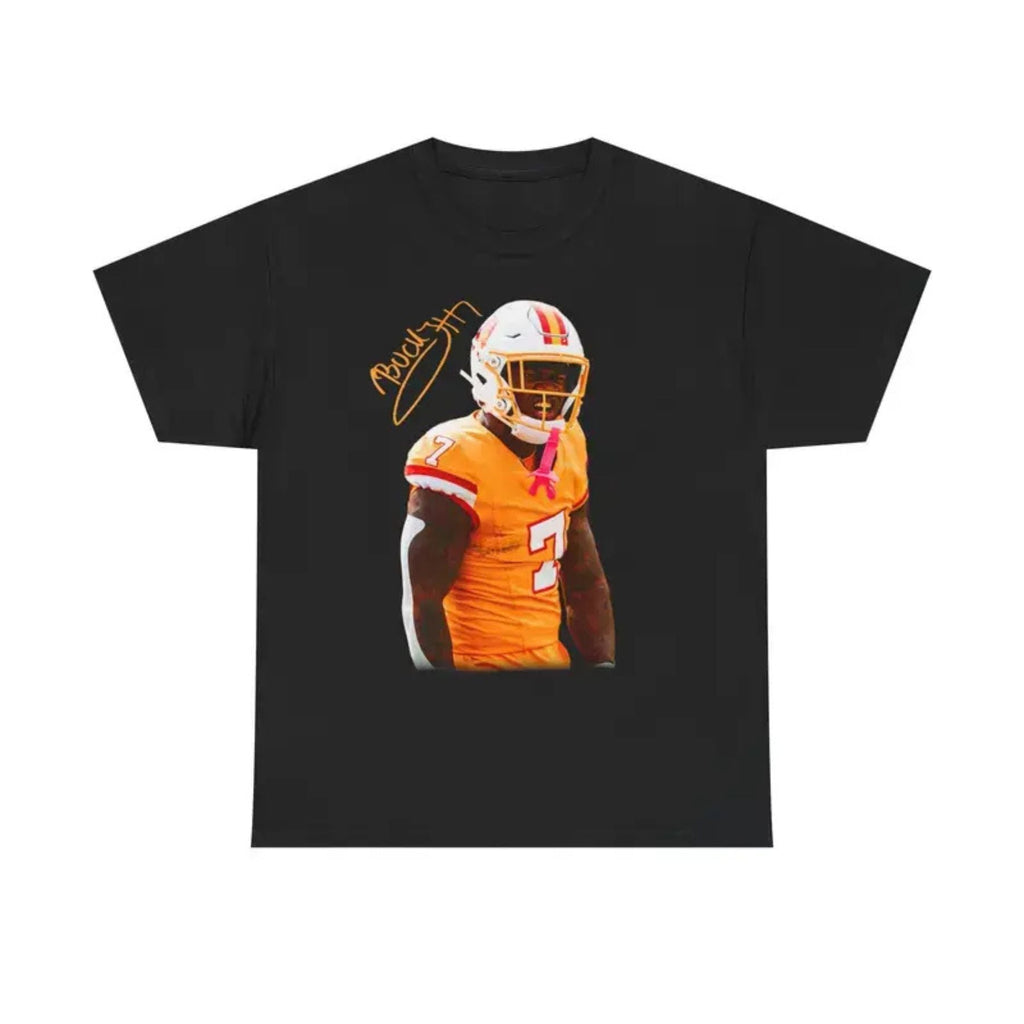 Bucky Irving Black Distressed Jersey T-Shirt - Vintage Sports Fan Apparel, Unisex Regular Fit Tee