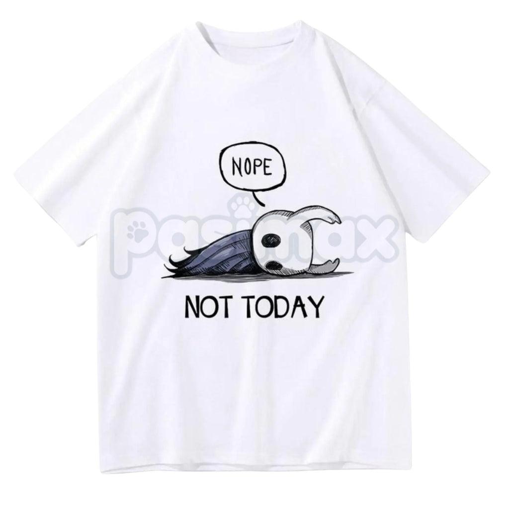 Hollow Knight "Nope Not Today" Bench Break T-Shirt - Ghost of Hallownest Sarcastic Graphic Tee, Premium 100% Cotton Cozy Gamer Shirt, Funny Indie Game "No" Mood Apparel, Soft Lived-In Unisex Gaming Top, Relatable Hollow Knight Fan Gift