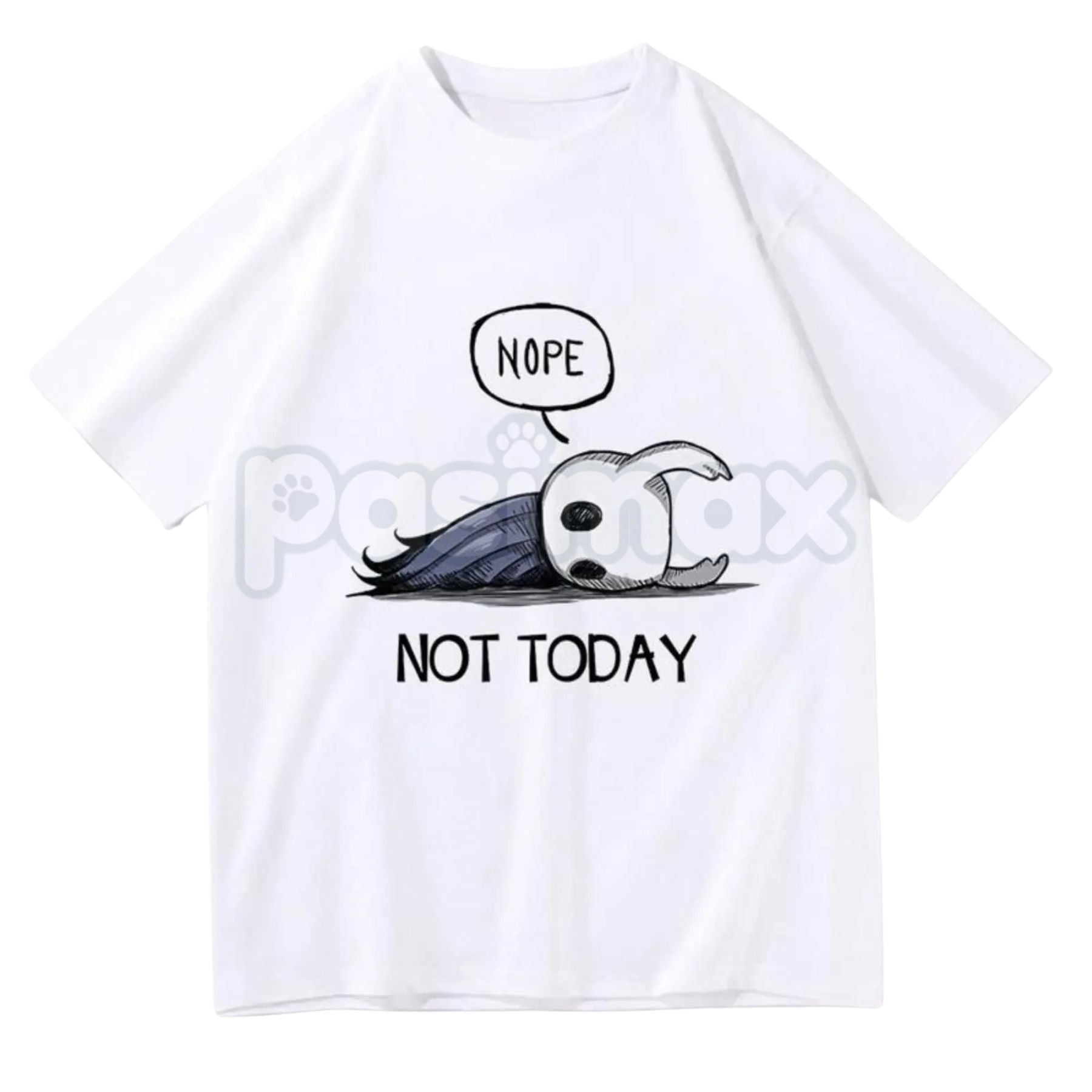 Hollow Knight "Nope Not Today" Bench Break T-Shirt - Ghost of Hallownest Sarcastic Graphic Tee, Premium 100% Cotton Cozy Gamer Shirt, Funny Indie Game "No" Mood Apparel, Soft Lived-In Unisex Gaming Top, Relatable Hollow Knight Fan Gift