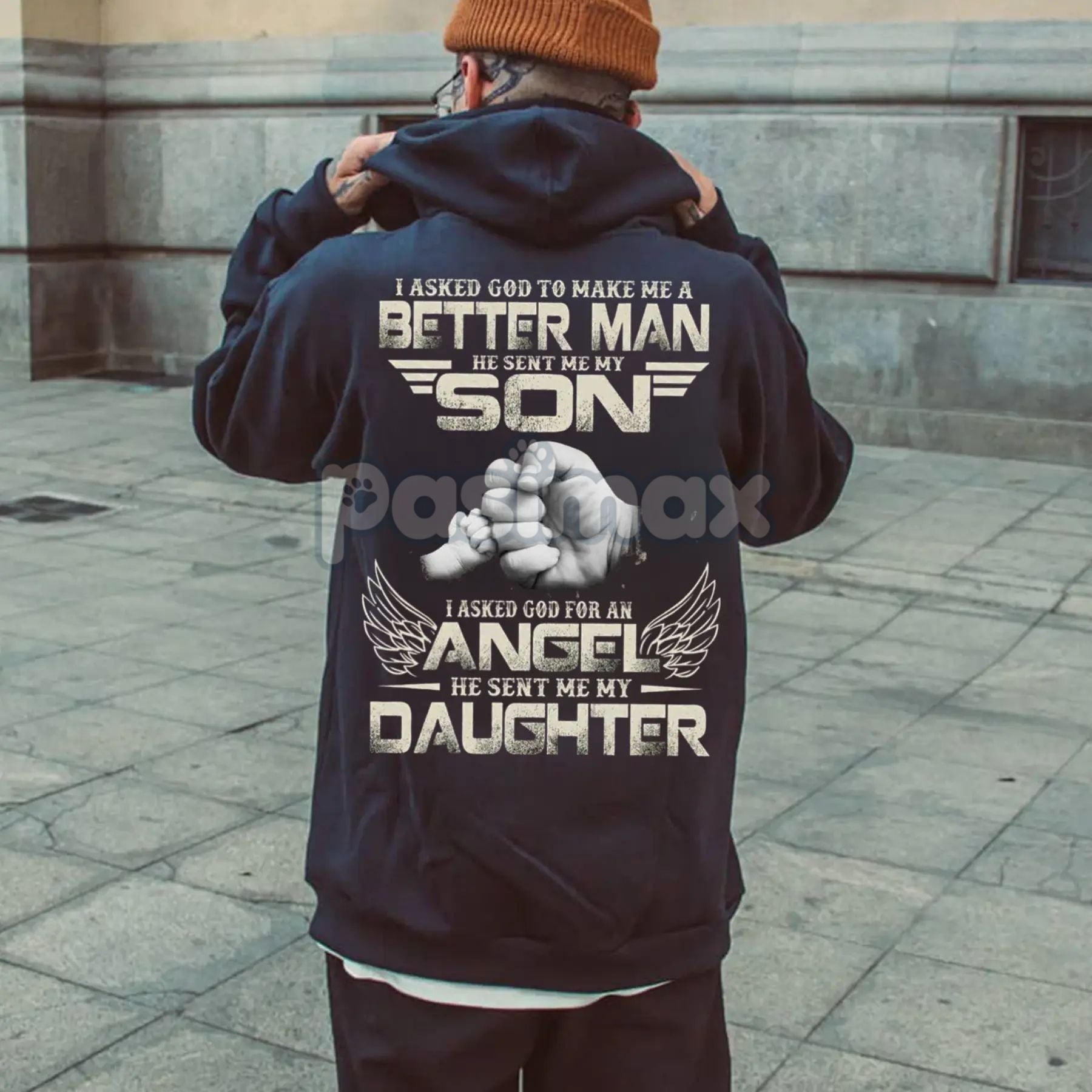 Dad Hoodie – "God Made Me a Better Man with My Son" Pullover, Christian Fatherhood Gift