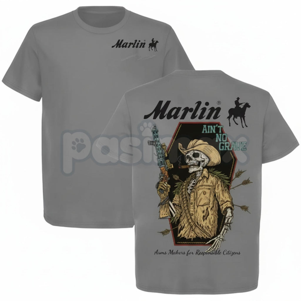 Marlin "Ain't No Grave" Cowboy T-Shirt - Spiritual Western Graphic Tee, Rugged Inspirational Apparel, Classic Rifle & Gospel Slogan Shirt