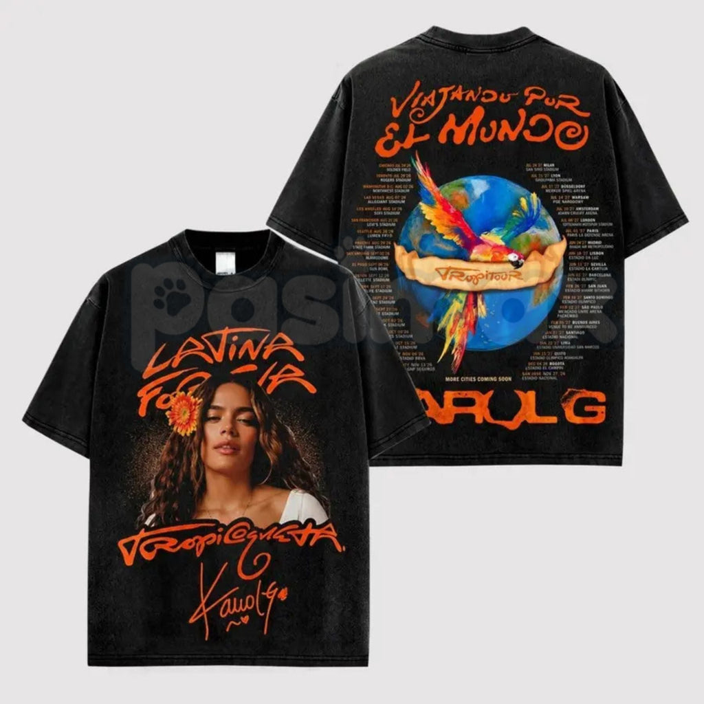 Viajando Por El Mundo Tropitour T-Shirt – Vintage Washed Tropical Graphic Tee, Retro Travel Tour Cotton Shirt, Unisex Latin Summer Streetwear