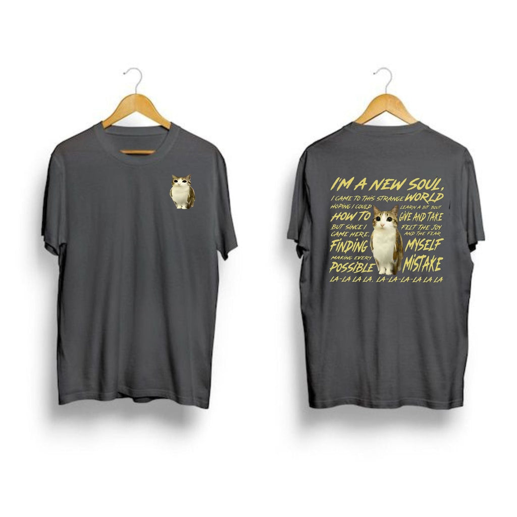 "New Souls" Double-Sided Meowl Meme T-shirt - Funny Cat Lover Gift, Unisex Brainrot Tee