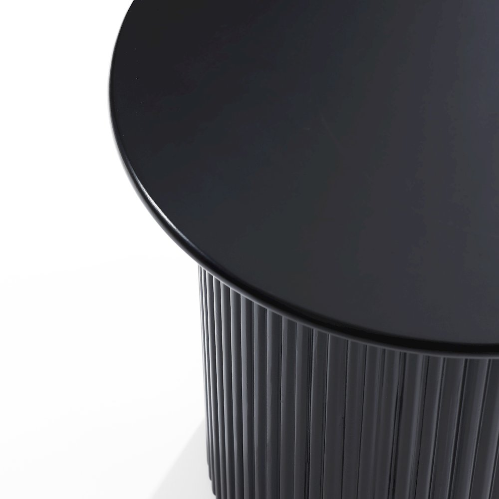 Black Finish Fluted Fir and MDF Wood Accent Round Table