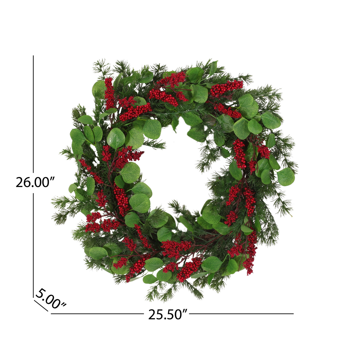 25.5" LEAVES/BERRY WREATH