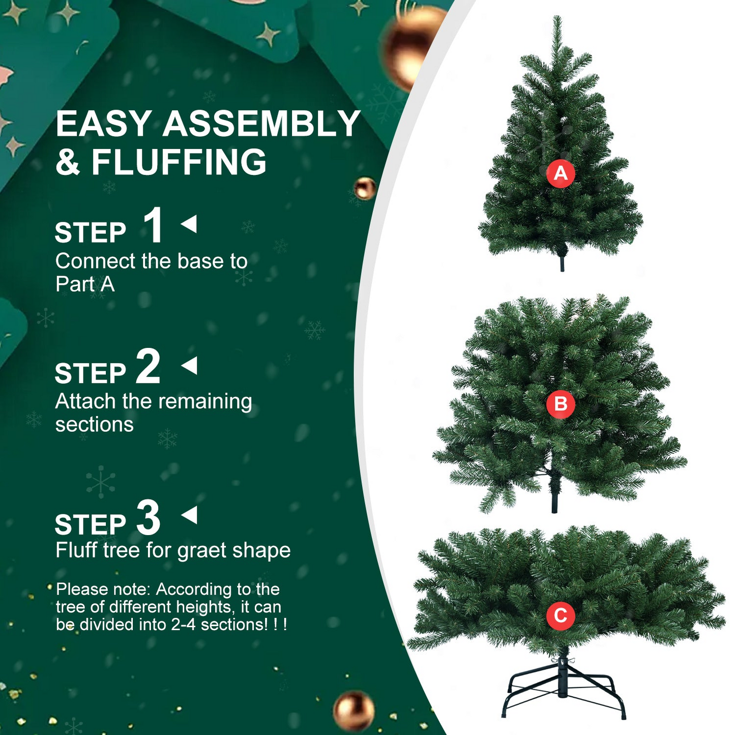 5FT PVC Green Memory Wire Christmas tree