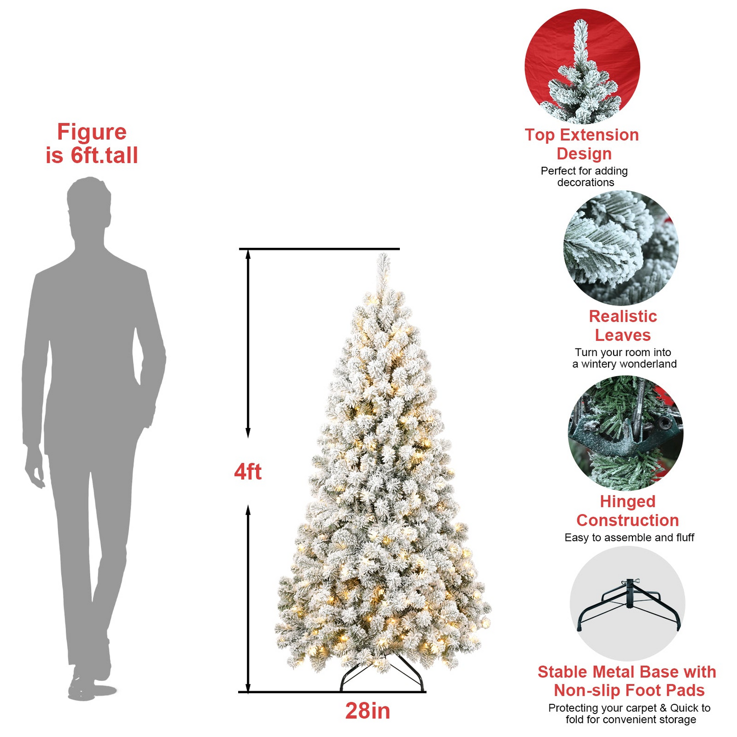 5FT PVC Memory Wire Christmas tree (With Light)