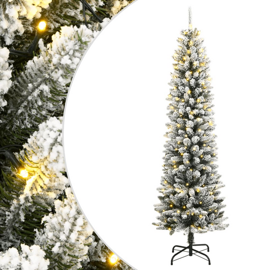 vidaXL Artificial Christmas Tree 150 LEDs and Flocked Snow 47.2"