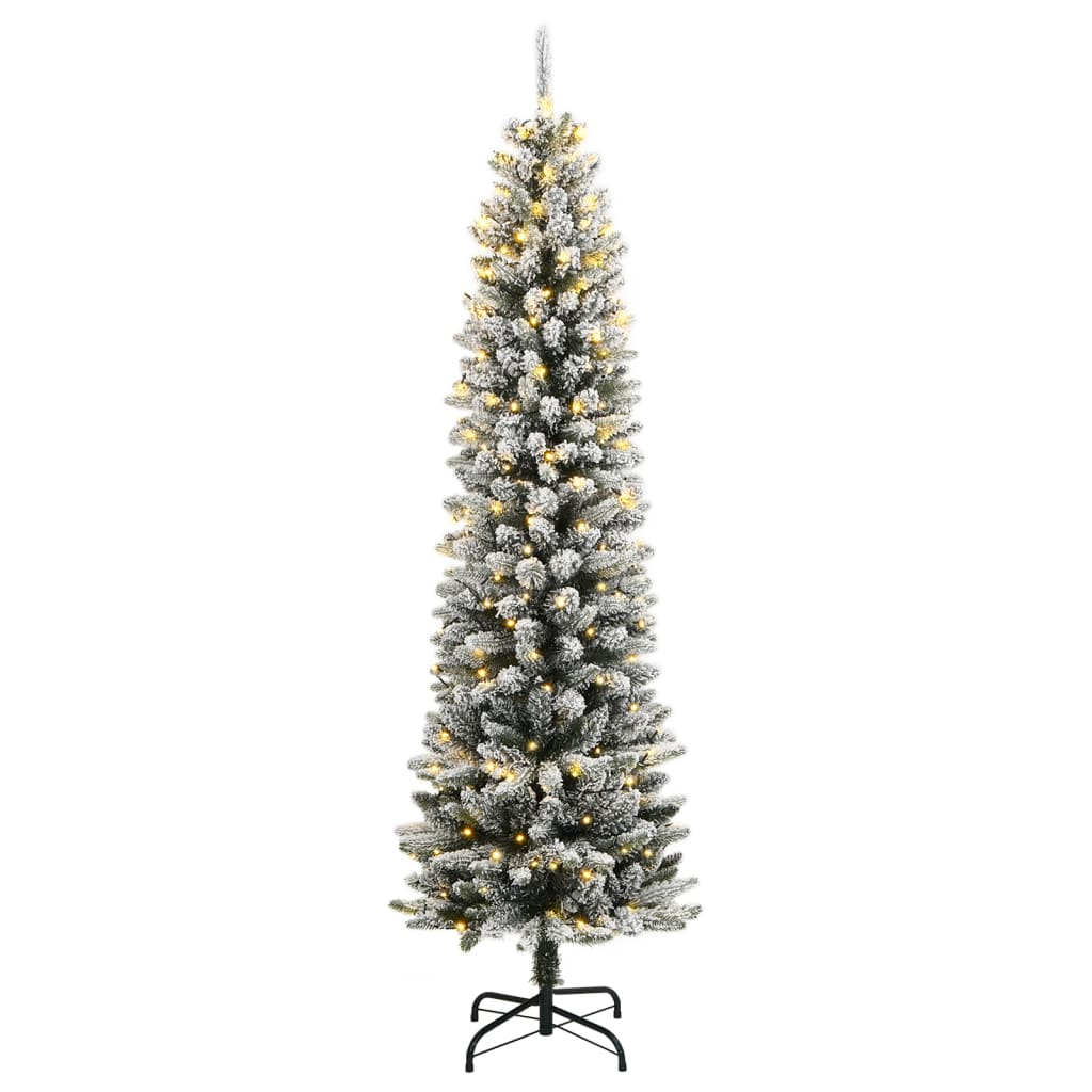 vidaXL Artificial Christmas Tree 150 LEDs and Flocked Snow 59.1"