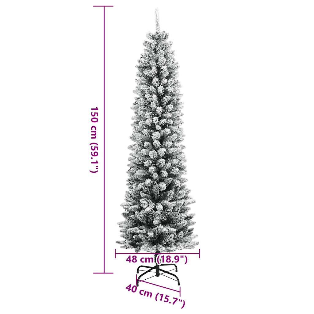 vidaXL Artificial Christmas Tree 150 LEDs and Flocked Snow 59.1"