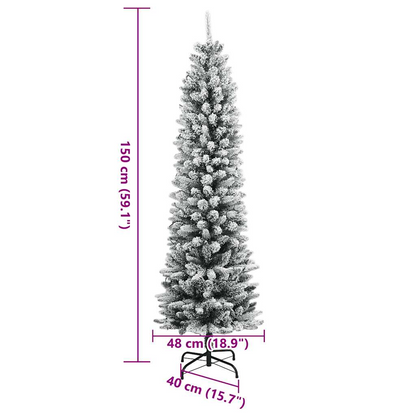 vidaXL Artificial Christmas Tree 150 LEDs and Flocked Snow 59.1"