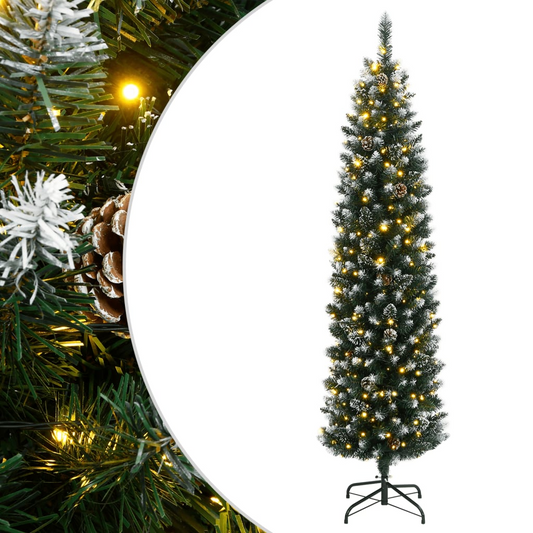 vidaXL Artificial Slim Christmas Tree 150 LEDs 59.1"