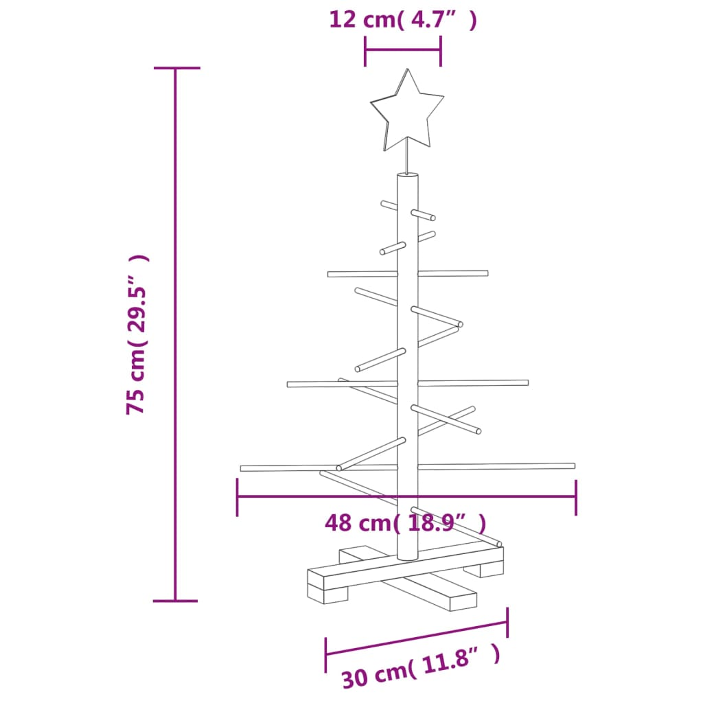 vidaXL Wooden Christmas Tree for Decoration 29.5" Solid Wood Pine