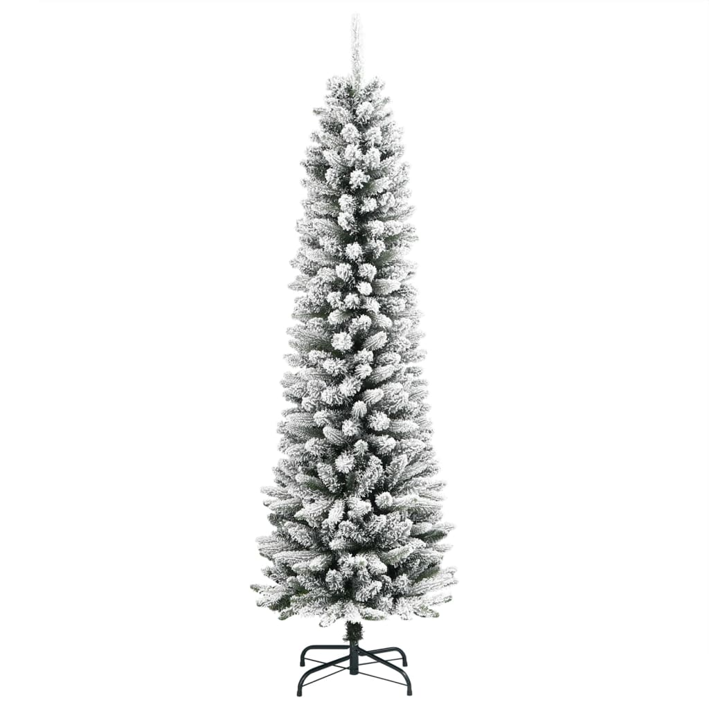 vidaXL Artificial Slim Christmas Tree with Flocked Snow 59.1" PVC&PE