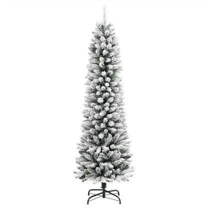 vidaXL Artificial Slim Christmas Tree with Flocked Snow 59.1" PVC&PE