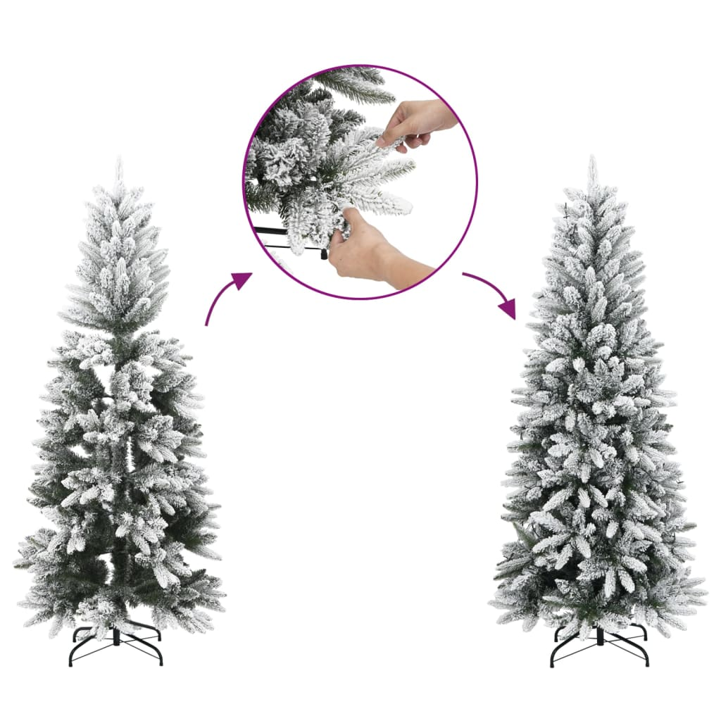 vidaXL Artificial Slim Christmas Tree with Flocked Snow 59.1" PVC&PE