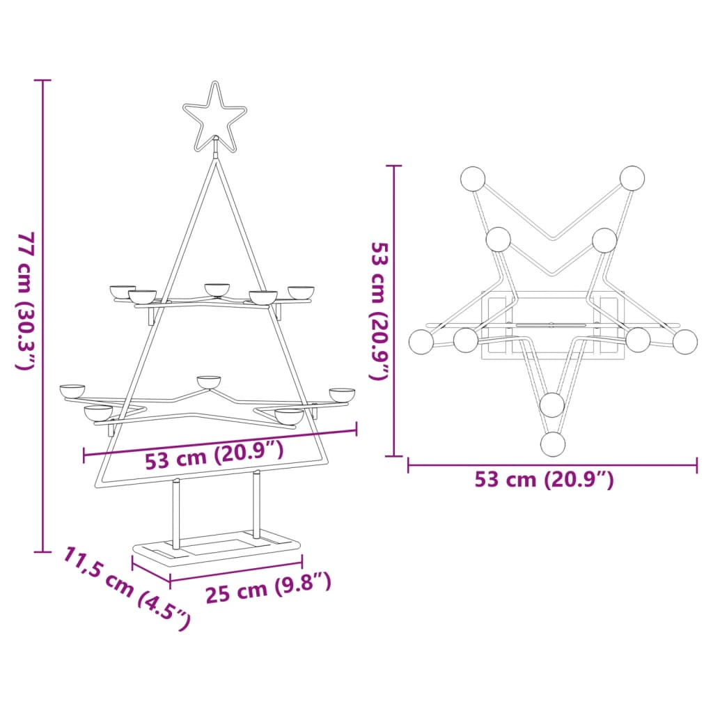 vidaXL Metal Christmas Tree for Decoration Black 29.5"