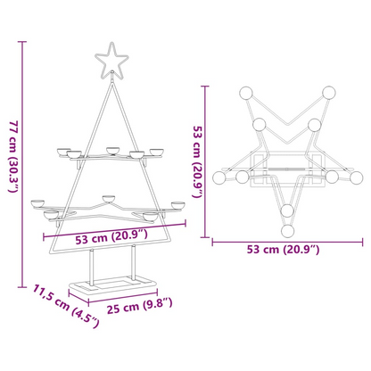 vidaXL Metal Christmas Tree for Decoration Black 29.5"