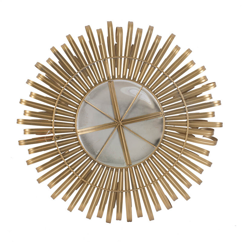 27" in Sunburst Design Wall Mirror Decorative Golden Finish for Entryway, Modern Living room