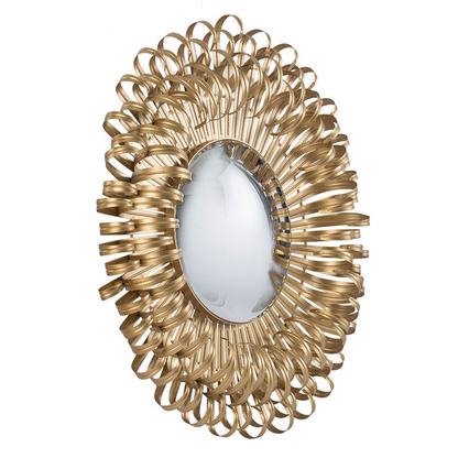 27" in Sunburst Design Wall Mirror Decorative Golden Finish for Entryway, Modern Living room