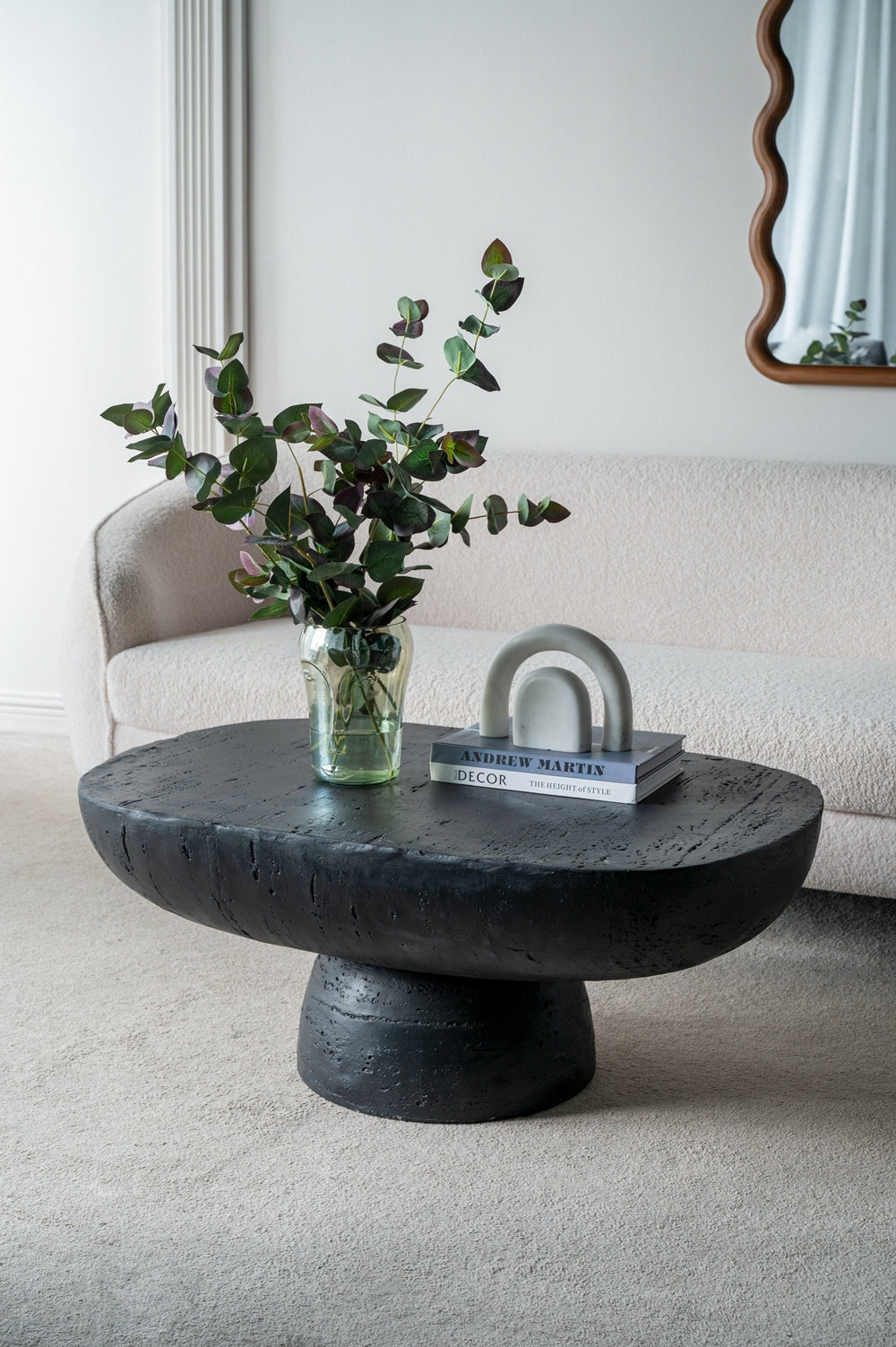 36x24x15" Black Oval Coffee Table