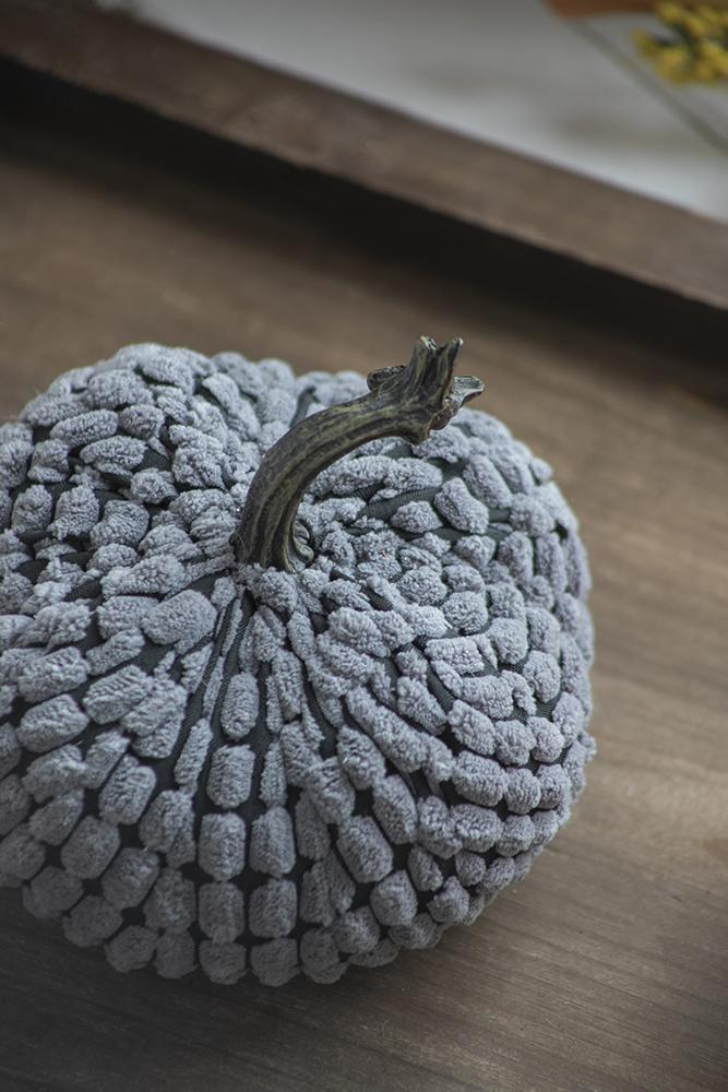 5.5x5.5x5"H Chenille Weighted Pumpkin-Gray