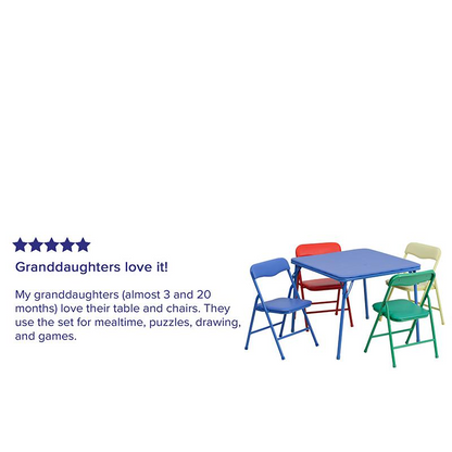 Colorful 5 Piece Folding Table and Chair Set