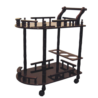 24" Dark Brown Rolling Bar Cart