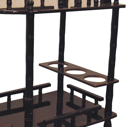 24" Dark Brown Rolling Bar Cart