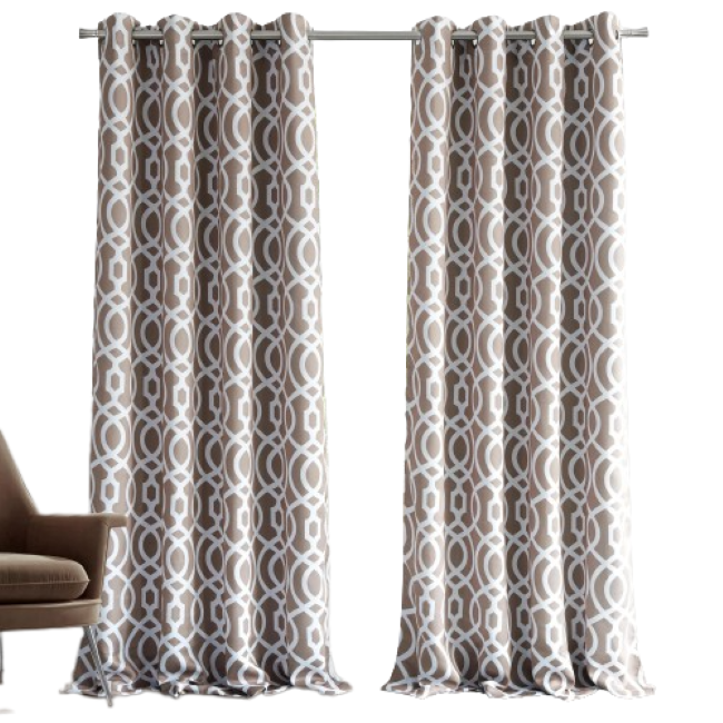 84" Taupe Trellis Black Out Window Curtain Panel