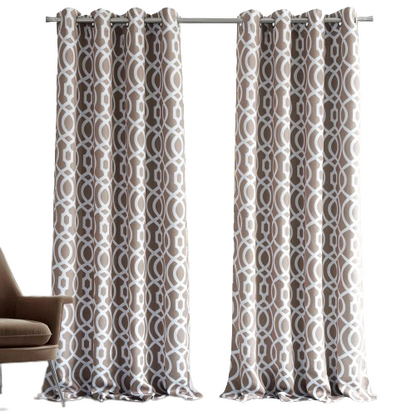 84" Taupe Trellis Black Out Window Curtain Panel