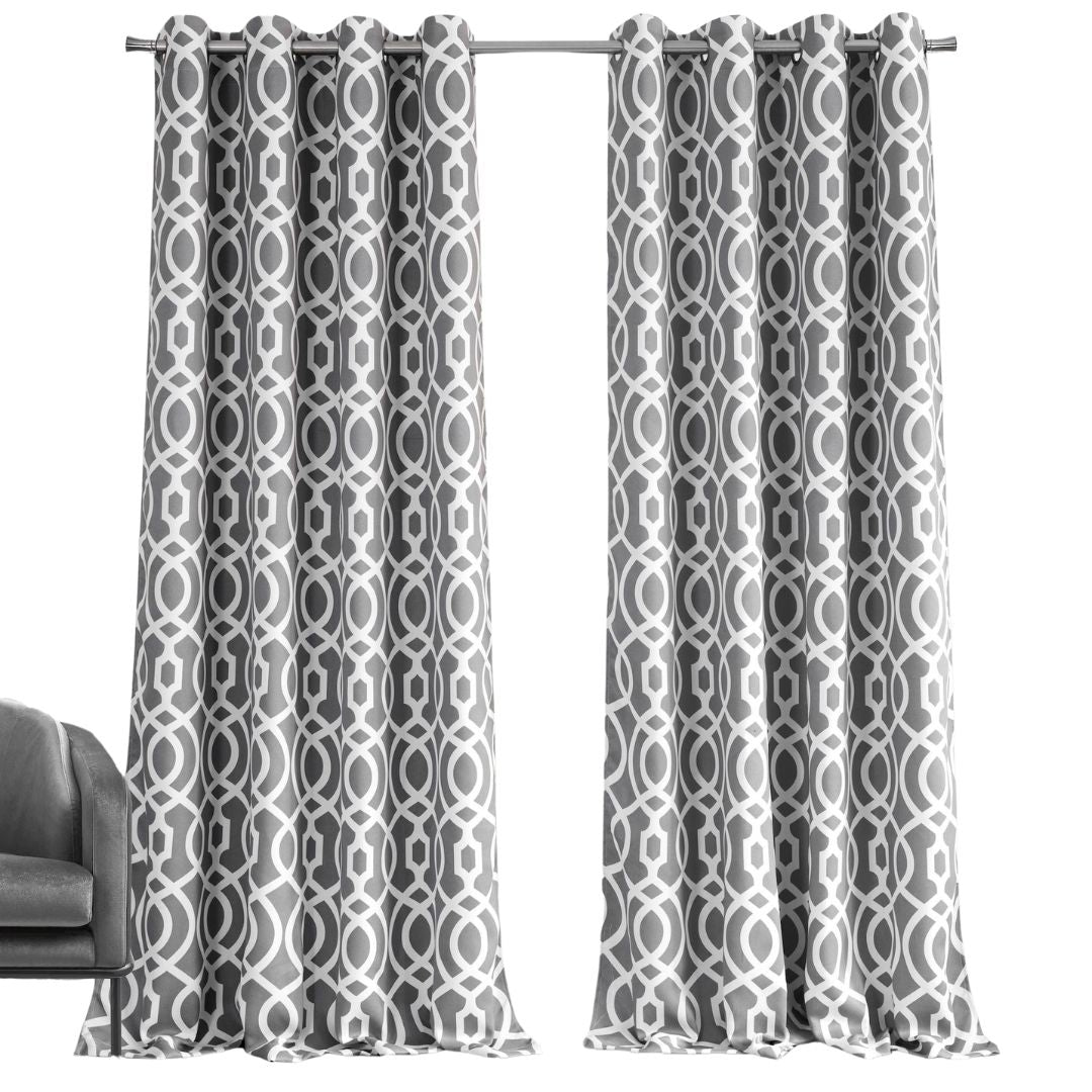 84" Gray Trellis Black Out Window Curtain Panel