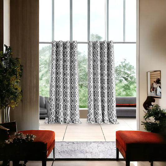 84" Gray Trellis Black Out Window Curtain Panel