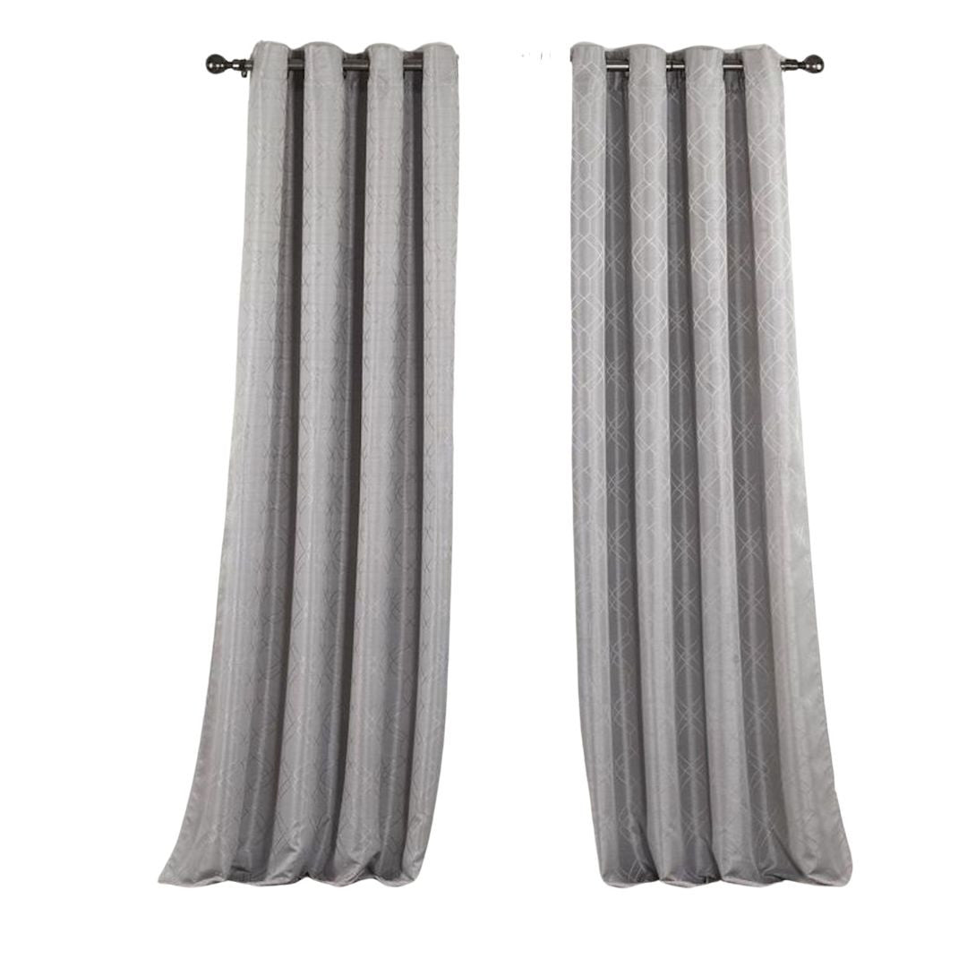 84" Silver Linework Textured Window Curtain Panel