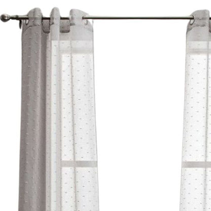 Set of Two 84" Gray Ribbon Embellished Window Curtain Panels