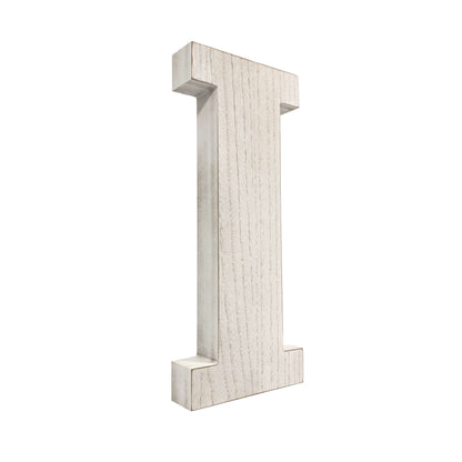 16" Distressed White Wash Wooden Initial Letter I Sculpture