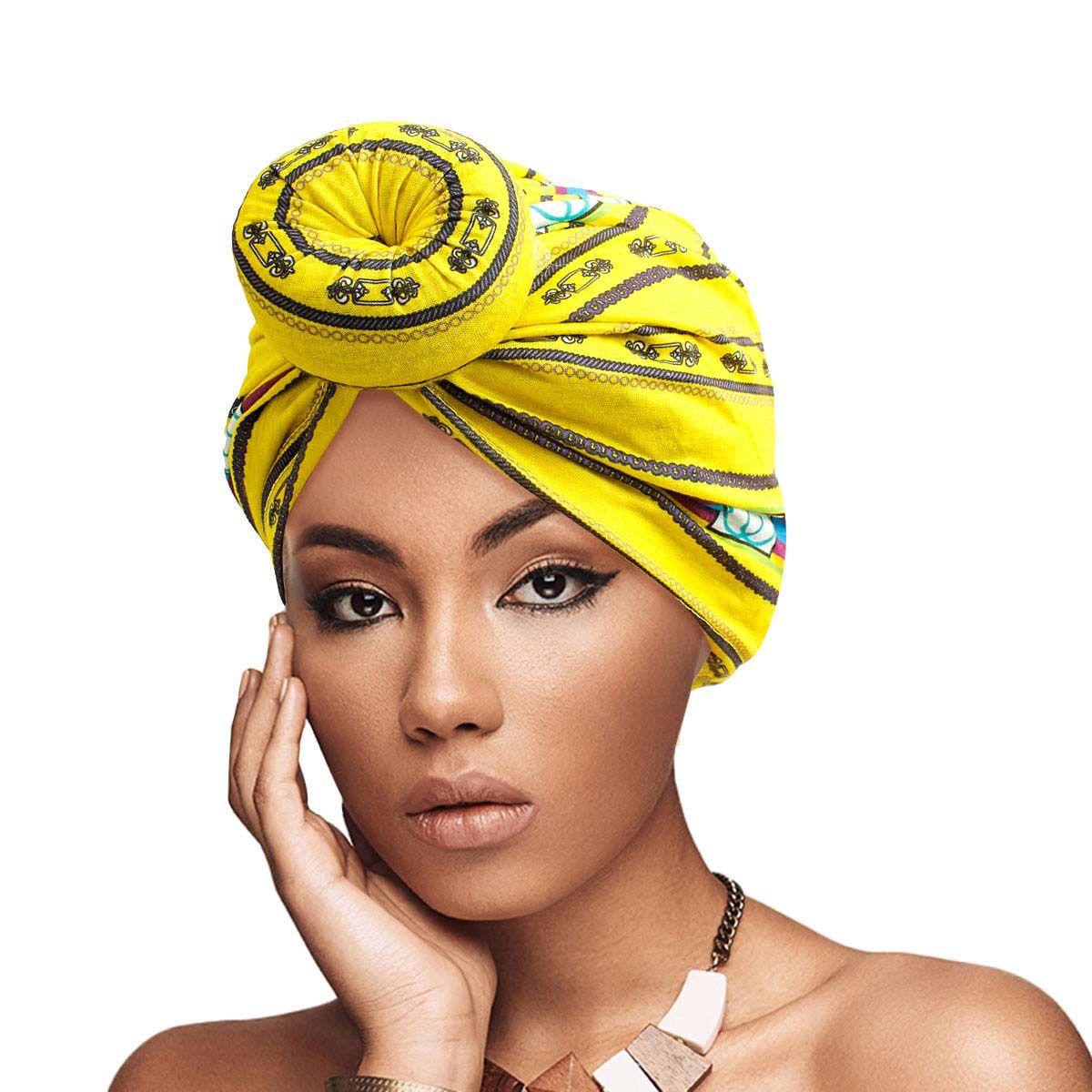 Yellow Infinity Ring Donut Knot Turban