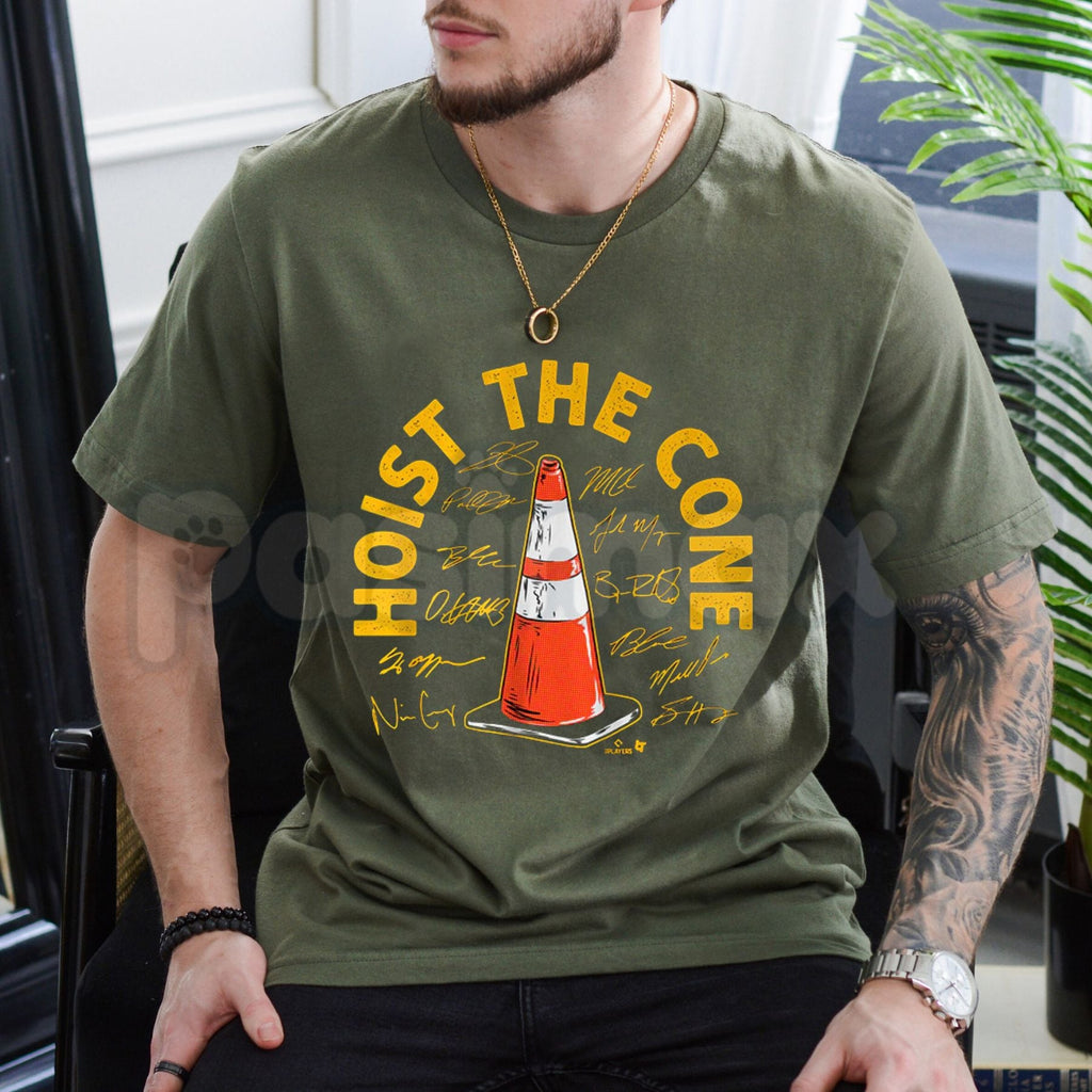 Pittsburgh Baseball "Hoist The Cone" Signatures T-Shirt – Fan-Favorite Black and Gold Graphic Tee, Premium 100% Cotton Steel City Baseball Top, Soft Lived-In Heavyweight North Shore Legend Shirt, Made in USA