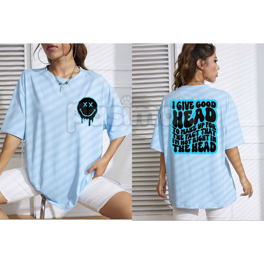 "Not Right in the Head" Funny Sarcastic T-Shirt - Retro Wavy Lettering Graphic Tee, Cute Sarcasm Humor Shirt, Trendy Aesthetic Casual Top, Mental Health Humor Apparel, Witty Sassy Graphic Tee