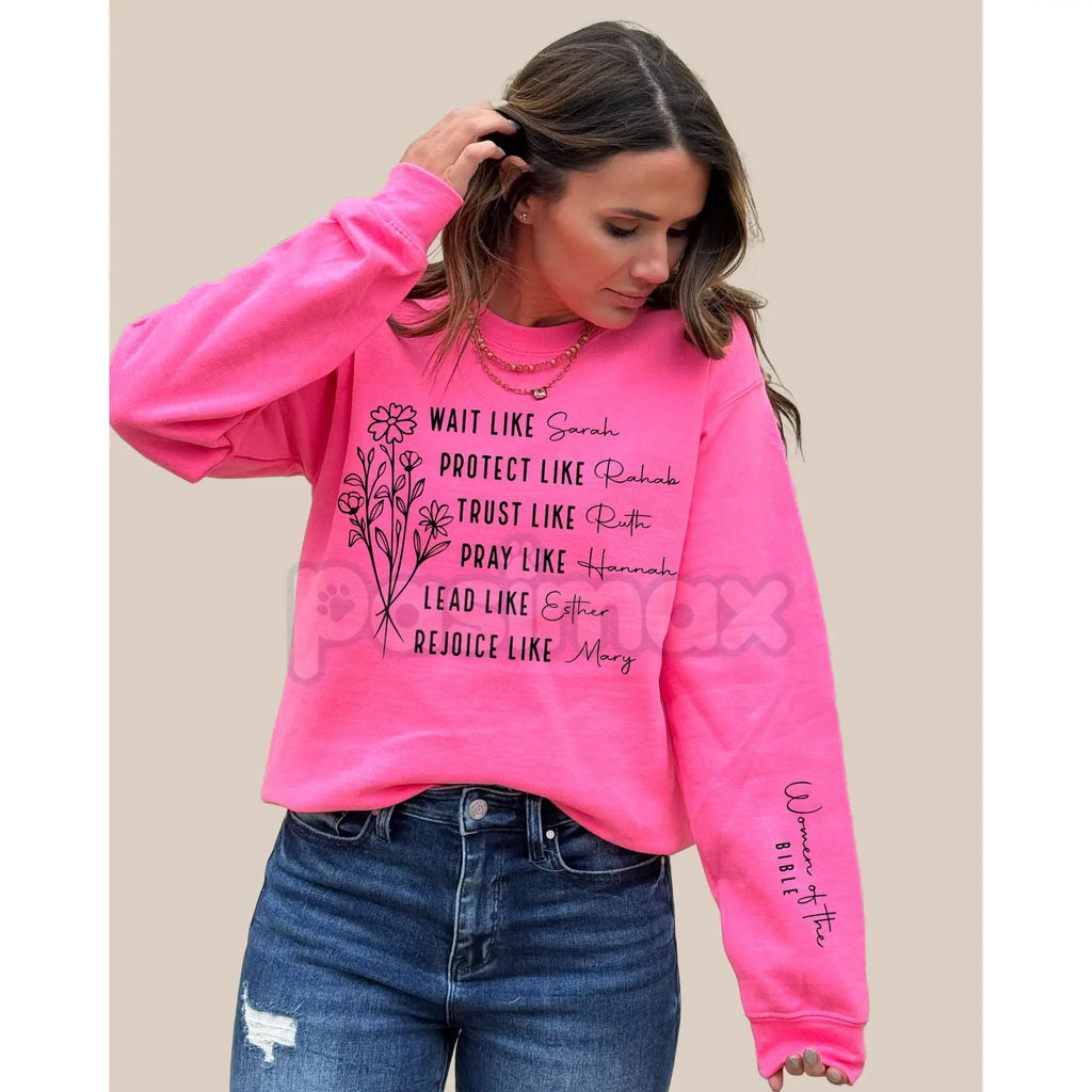 Women of the Bible Sweatshirt | Biblical Heroines Names Crewneck | Christian Woman Heritage Jumper | Aesthetic Faith Based Gift | Religious Femininity Pullover