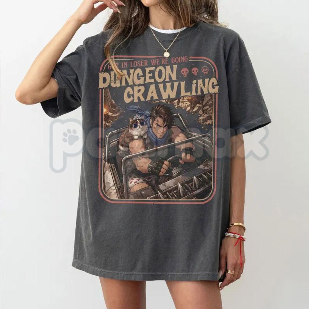 Comfort Colors® Dungeon Crawling "Carl & Princess Donut" T-Shirt – Funny Sci-Fi Meme Tee, Retro LitRPG Graphic Shirt, Dungeon Crawler Fan Gift