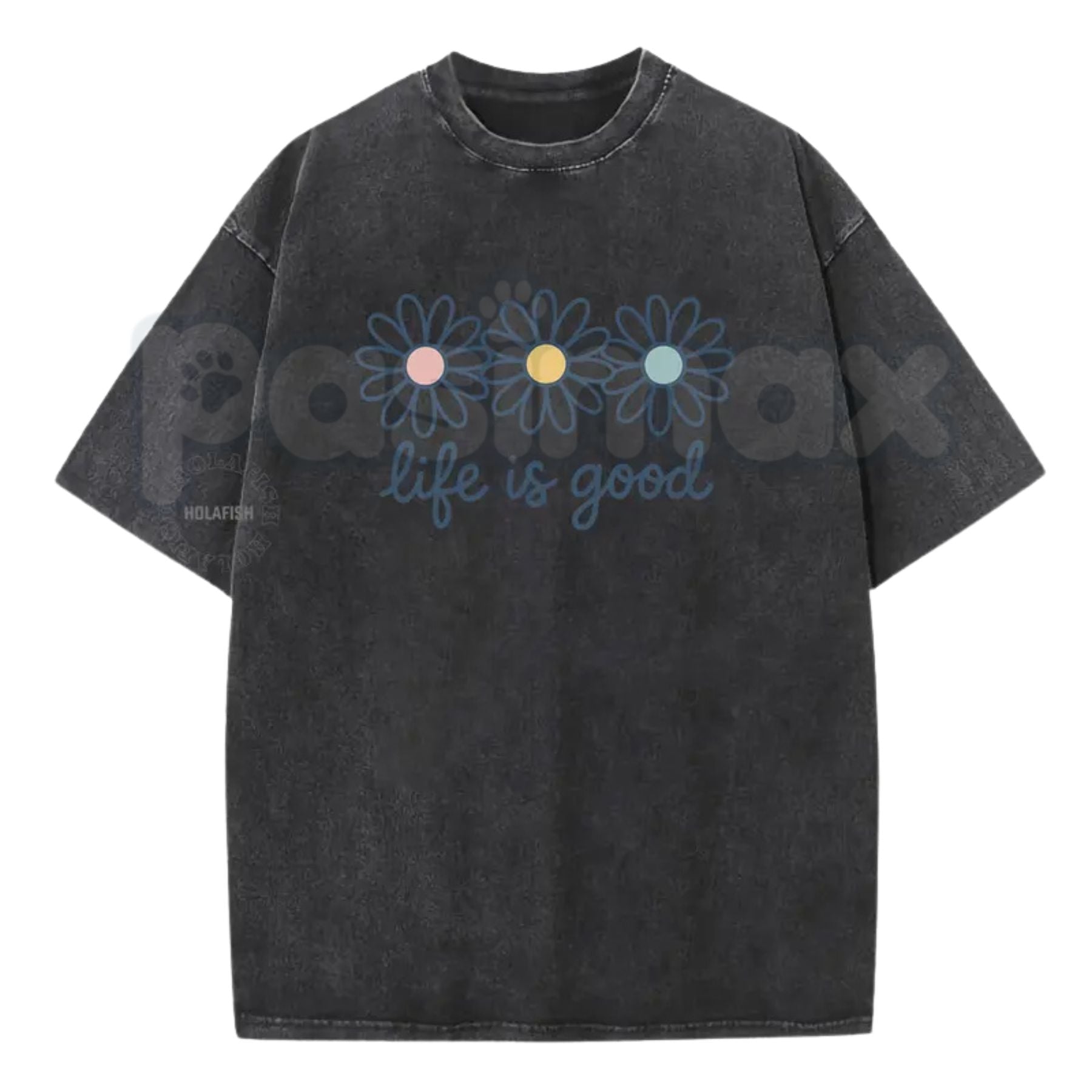 Holafish Acid Wash Cotton T-Shirt – Premium Vintage Distressed Tee, Lightweight Urban Streetwear Top