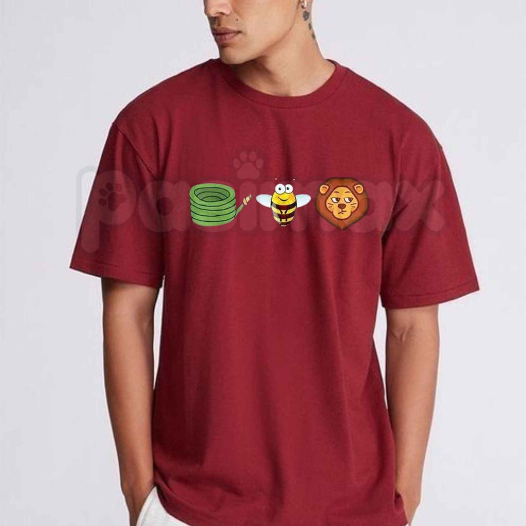 Hose Bee Lion Graphic T-Shirt – Funny Wordplay Animal Pun Mens Cotton Short Sleeve Tee