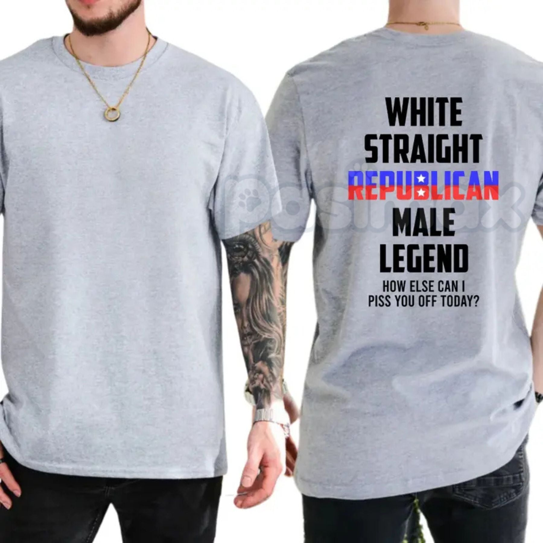 "White Straight Republican Male Legend" T-Shirt – Bold Identity Graphic Tee, Premium 100% Cotton Conservative Menswear, Soft Lived-In Heavyweight Heritage Shirt, Made in USA