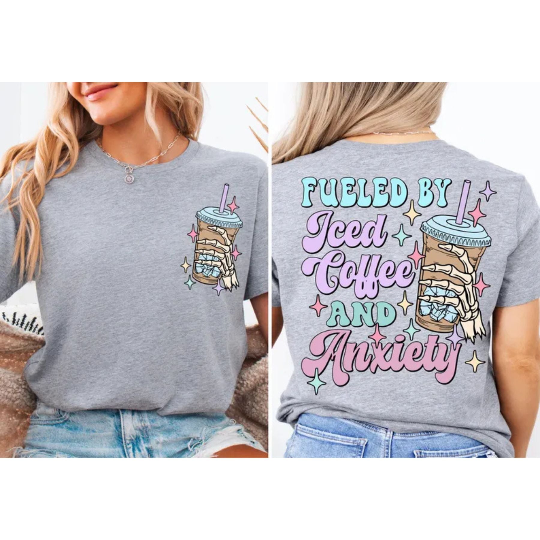 "Iced Coffee" Self-Care T-Shirt - Comfortable Tee for Mental Health, Everyday Graphic Apparel