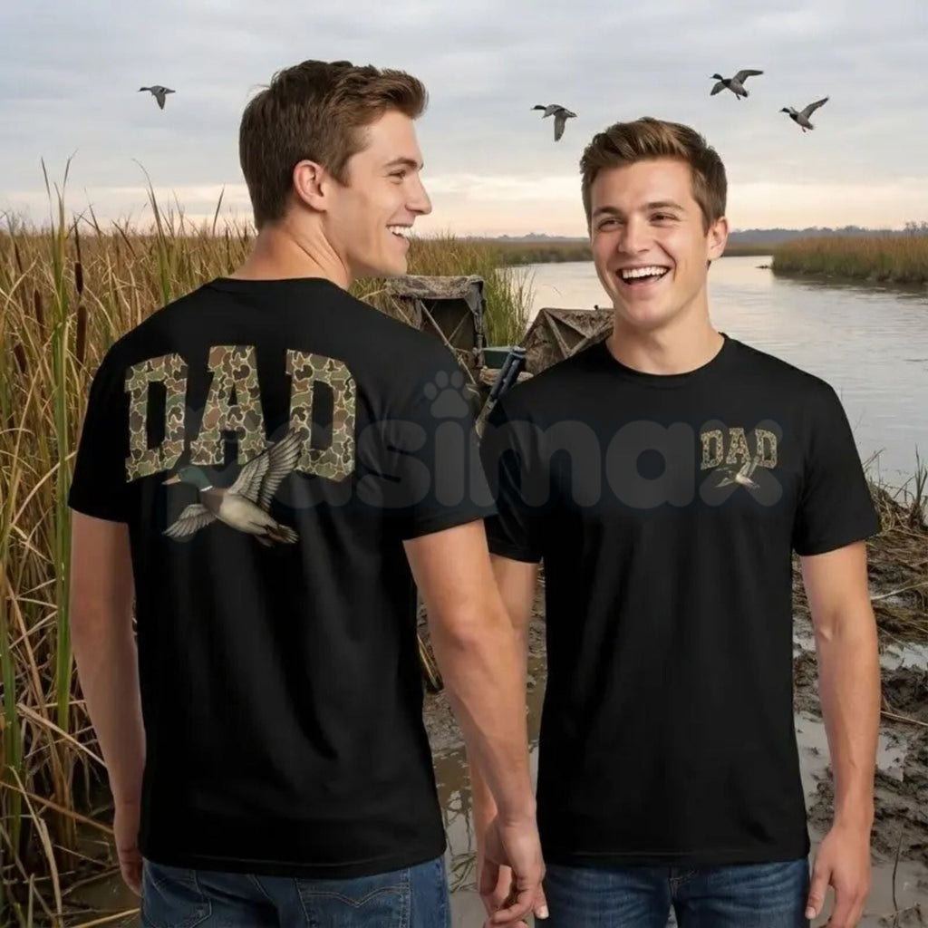 "Camo Duck Dad" Vintage T-Shirt – Old School Camouflage Hunting Graphic Tee, Remastered Heavy Cotton Southern Outdoor Top, Soft Lived-In Heavyweight Father’s Day Gift Shirt, Made in USA